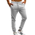 thumbnail image 2 of Innerwin Trousers Drawstring Men Bottoms Sport High Waisted Casual Pants Light Gray L, 2 of 7