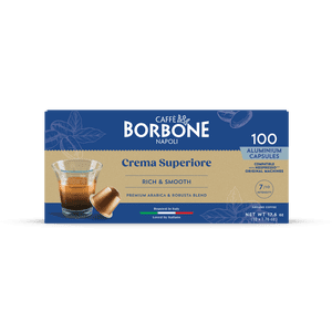 Caffe Borbone gélules (compatibles avec Nespresso® OriginalLine machines) - Brosses en aluminium Crema Superiore - 100-pack / 10 Boîtes de 10 - (Intensité 7/10