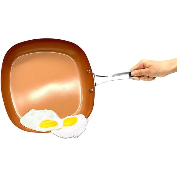 Gotham Steel Square 11” Skillet with Ultra Nonstick Ti-Cerama Coating – 25% More Space than Traditional Round Pans, Dishwasher & Oven Safe, As Seen on TV