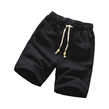 cfhntfmh Shorts d'Été en Coton et Lin pour Homme, Mode Décontractée, Couleur Unie, Shorts de Plage, Cordon de Serrage, Taille Élastique, avec Poches