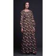 thumbnail image 4 of Bimba Moss Georgette Leaves & Ranunculus Floral Printed Womens Long Sleeve MaxiDressElastic Waist Gown-Large, 4 of 5