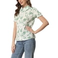 thumbnail image 4 of INSPIRE CHIC Hauts à Volants pour Femmes Manches Bouffantes Col Peter Pan Blouse en Coton à Imprimé Floral S Vert, 4 of 6