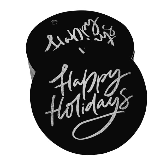 Inkdotpot Silver Foil Paper Hang Tags Happy Holiday Favor Tags 100 Pieces