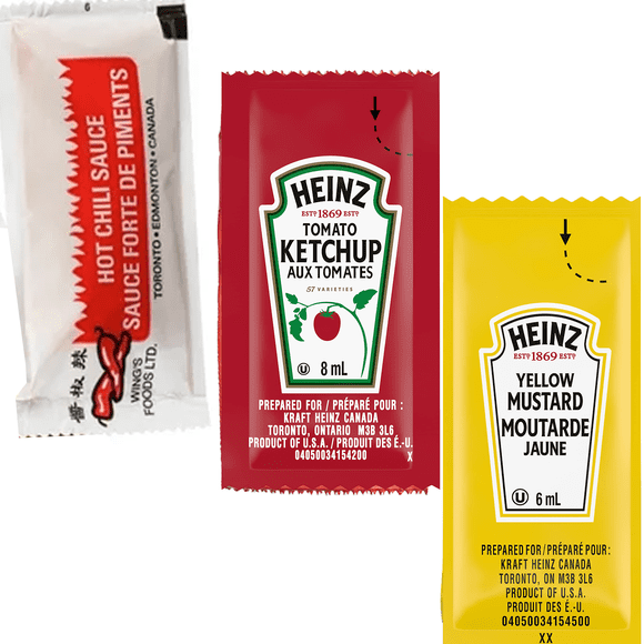 150 Sauce Packets of Ketchup, Mustard, Hot Chili Wing Sauce + PaLiSoL CREATiONS Original Coaster
