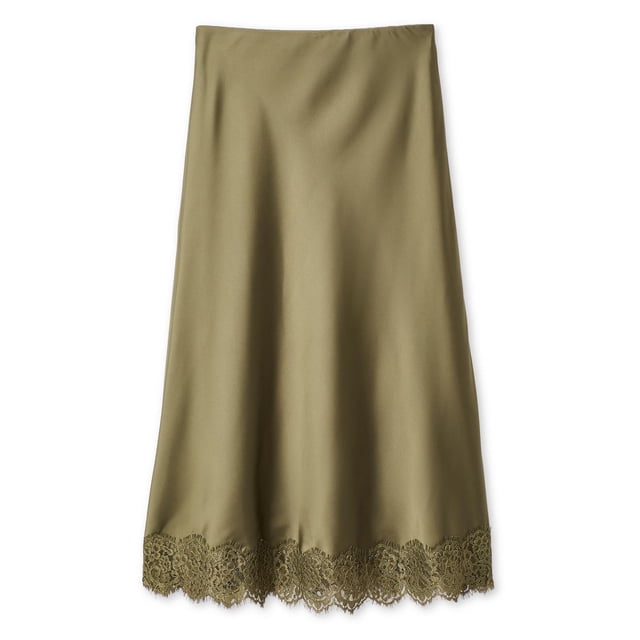 George Women's Lace Trim Satin Skirt