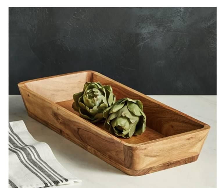 Better Homes & Gardens- Acacia Wood Oval Serving Bowl, Natural Finish Brown