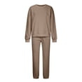 thumbnail image 4 of IROINNID Survêtement pour Femmes Ensemble 2 Pcs Rabais Tenues Décontractées Hauts à Manches Longues Amples Ajustés Col Rond Pantalons Longs Ensembles Chandails Costume de Jogging, Kaki, 4 of 6