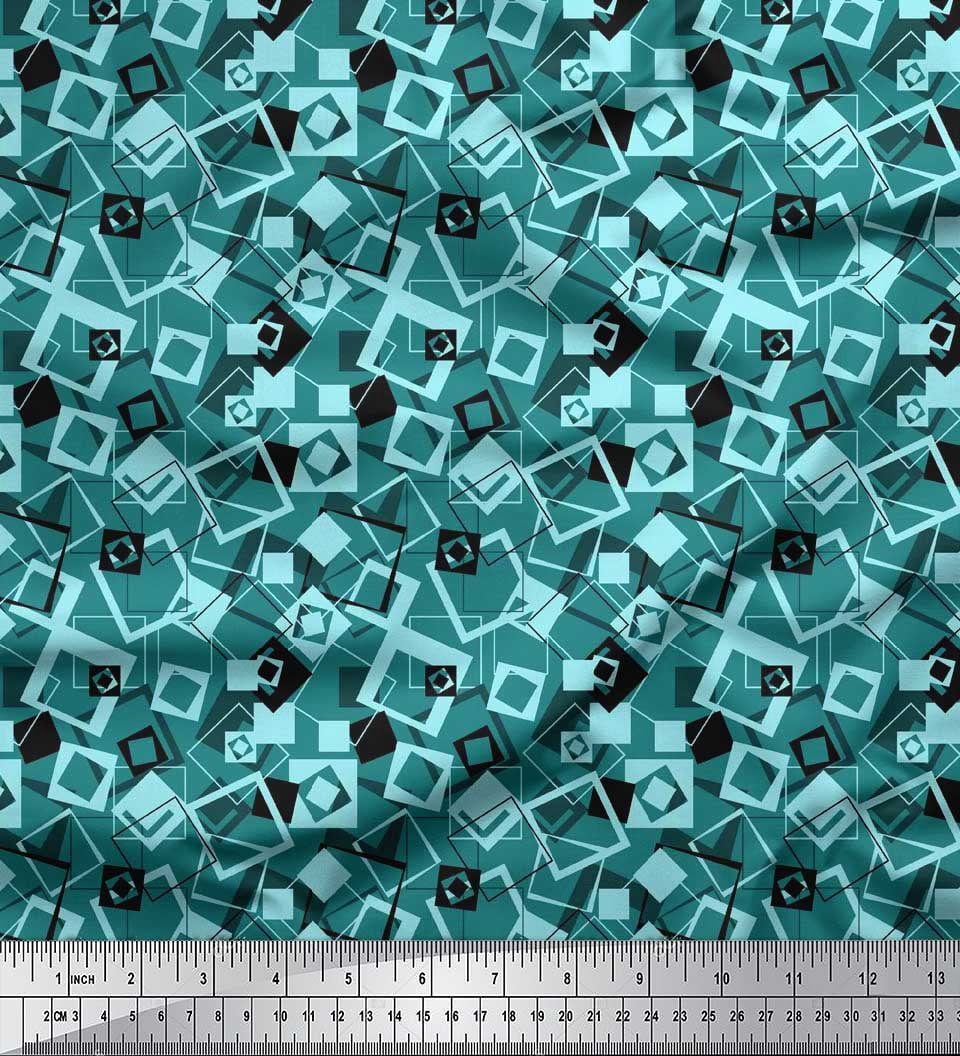 Soimoi Velvet Fabric Square Geometric Print Fabric by The Yard 58 Inch Wide