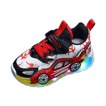 Zanarzt Baby Shoes Boys Shoes Comfortable Soft Sole Sports Shoes Fashionable Cartoon with Lights Boys Sports Shoes Red,2.5-3 Years