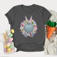 thumbnail image 2 of Pompotops Femmes Mode Pâques Couronne de Lapin Imprimé Col Rond Manches Courtes Chemisier Top, 2 of 5