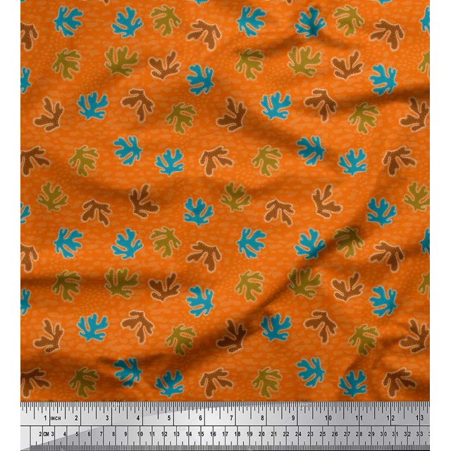 Soimoi Rayon Fabric Coral Ocean Print Sewing Fabric Yard 42 Inch Wide