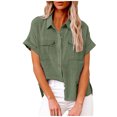 thumbnail image 1 of GigrtiJin Womens Short Sleeve Lapel Shirts Solid Color Button down Loose Tunic Tops Casual Work Blouse with Pocket, 1 of 8