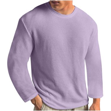 Cameland Men's Fall and Winter Long Sleeve T Shirt Solid Crew Neck Knitted Tops Basic Long Sleeve Tee Shirt for Men