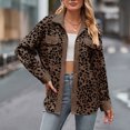 thumbnail image 4 of PEZHADA Womens Shacket Jacket New Leopard Print Button Long Sleeve Jacket Shirt Coat with Pocket Brown, 4 of 6
