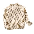 thumbnail image 1 of HBFAGFB Chemises à Manches Longues pour Filles Col Rond Manches Volantes Chandail Confortable Café Taille 130, 1 of 3