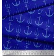 thumbnail image 3 of Soimoi Blue Georgette Viscose Fabric Anchor Hook Nautical Print Sewing Fabric Yard 42 Inch Wide, 3 of 3