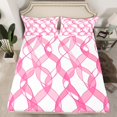 thumbnail image 2 of Erosebridal Pink Ribbon Sheet Set King, Stripes Bedding Sets King Size, Girls Bow Decor, 4 Pieces, 2 of 7