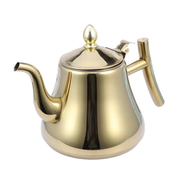 Stainless Steel Tea Pot 8.3X8.3X6.3 Inch with Fine Mesh Strainer, 12 Oz Mirror Polish Kettle for Loose Leaf, Cool-Touch Handle Teapot for Home Restaurant Café, 1 Stainless Steel Kashmak Teapot