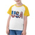 thumbnail image 2 of MKOSPLRT Chandails USA Tout-Petits Chandails Drapeau Américain Manches Courtes T-Shirts Raglan à Blocs de Couleur Col Rond T-Shirts Jour de l'Indépendance Chandails de Rentrée, 2 of 7