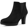 thumbnail image 1 of Unique Bargains Bottines Chelsea à Talons Épais à Bout Rond pour Femmes Noir 8, 1 of 1