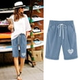 thumbnail image 1 of Shorts for Women, Women Elastic Waist Love Printed Drawstring Shorts, 1 of 3