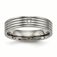 thumbnail image 1 of Titanium Polished Grooved Comfort Back CZ Ring Size 9, 1 of 7