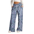 thumbnail image 1 of Pants for Women, Womens Fashionable Striped Printed Drawstring Wide Leg Pants, 1 of 5