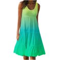 thumbnail image 1 of AherBiu Robe de Plage Grande Taille pour Femmes, Robe d'Été à Dégradé de Couleurs, Froncée, à Volants, Fluide, Midi, Style Camisole, 1 of 5