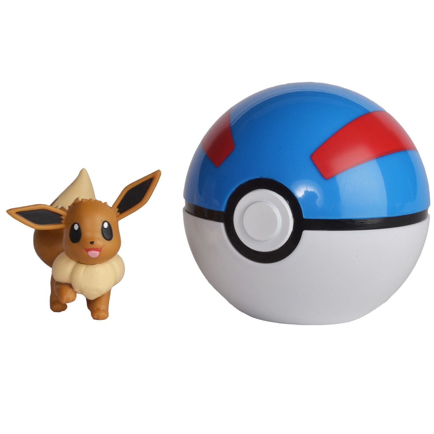 Clip ‘N’ Go de Pokémon, figurine Eevee de 5 cm (2 po) et Great Poké Ball