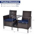 thumbnail image 4 of Costway Patio Rattan Wicker Conversation Set Sofa Cushioned Loveseat Glass Table Navy, 4 of 8
