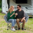 thumbnail image 3 of Costway Double Duo Camping Chair with Armrests Cup Holders Carry Bag Heavy Duty Lawn Chair Gray, 3 of 10
