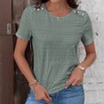 thumbnail image 2 of Timegard Hauts d'Été pour Femmes Épaules Tombantes Bouton Col Rond Confortable Décontracté Ajusté Manches Courtes T-Shirts, 2 of 8