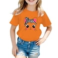 thumbnail image 1 of PMVFHDE Hauts d'Été pour Fille Hauts d'Été pour Filles T-Shirts pour Fille T-Shirts Graphiques Ensembles de Shorts et Hauts pour Filles T-Shirt Graphique à Col Rond à Manches Courtes pour Fille T-Shirt d'Été Orange, 7-8 Ans, 1 of 5