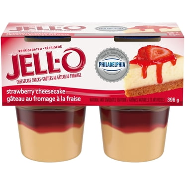 Jell-O Strawberry Cheesecake Flavour Refrigerated Cheesecake Snacks, 4 ct Cups