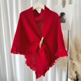 thumbnail image 2 of YOUSNH Poncho Chandail à Grand devant pour Femmes, Cape Châle Tricotée Élégante, Foulards pour Femmes, Rouge, Taille Unique, 2 of 3