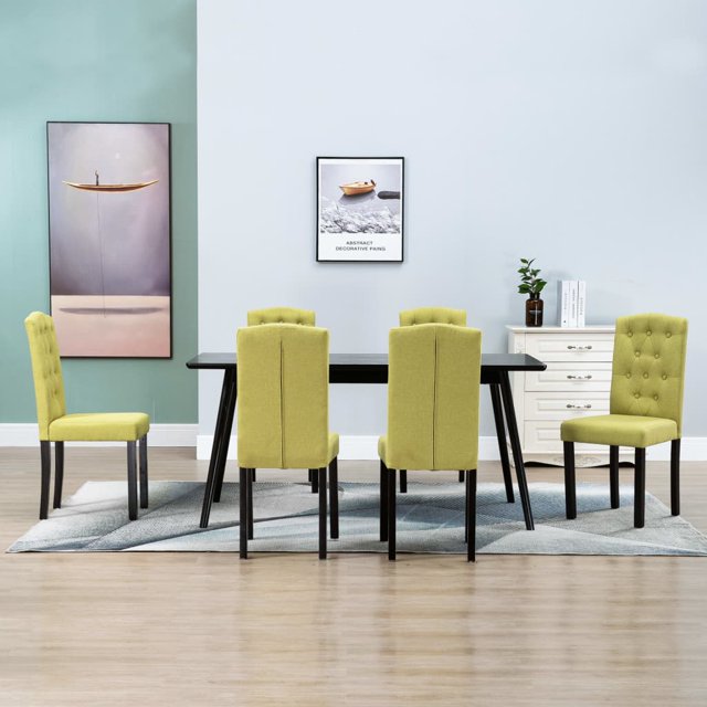 vidaXL Dining Chairs 6 pcs Green Fabric