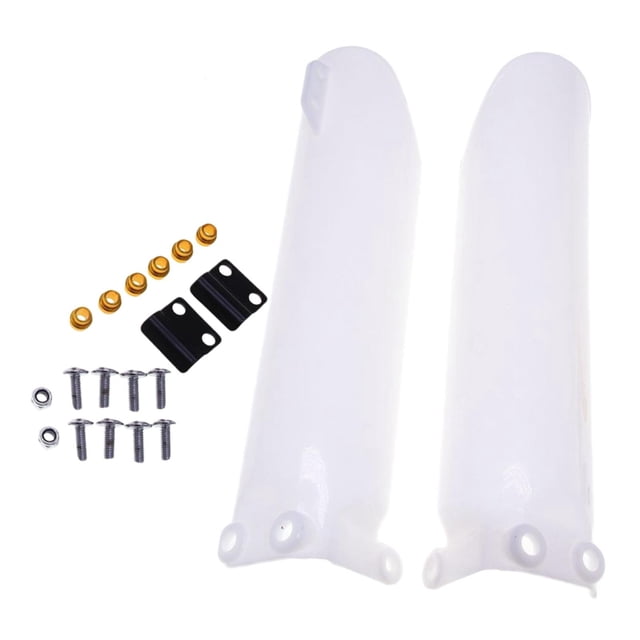 DYNWAVECA 2Pcs Motorcycle Bike Front Fork Guard Universal Shock Absorber Slider Protective Cover For 140cc 160cc Grubenrad PB1158 Plastic Guards , White