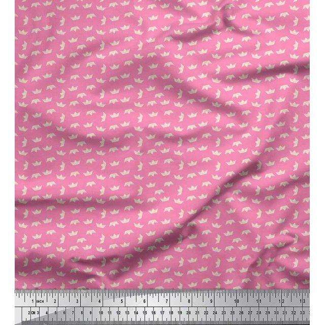 Soimoi Moss Georgette Fabric Paper Boat Art & Craft Print Fabric by Yard 42 Inch Wide