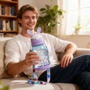 Rabbits-Shaped Straw Water Bottle with Leakproof Flip Lid for School Office Outdoor Use
