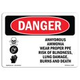 thumbnail image 1 of SignMission OS-DS-D-710-L-1029 Panneau de Décalcomanie PPE OSHA Danger Anhydre Ammoniaque, 1 of 1