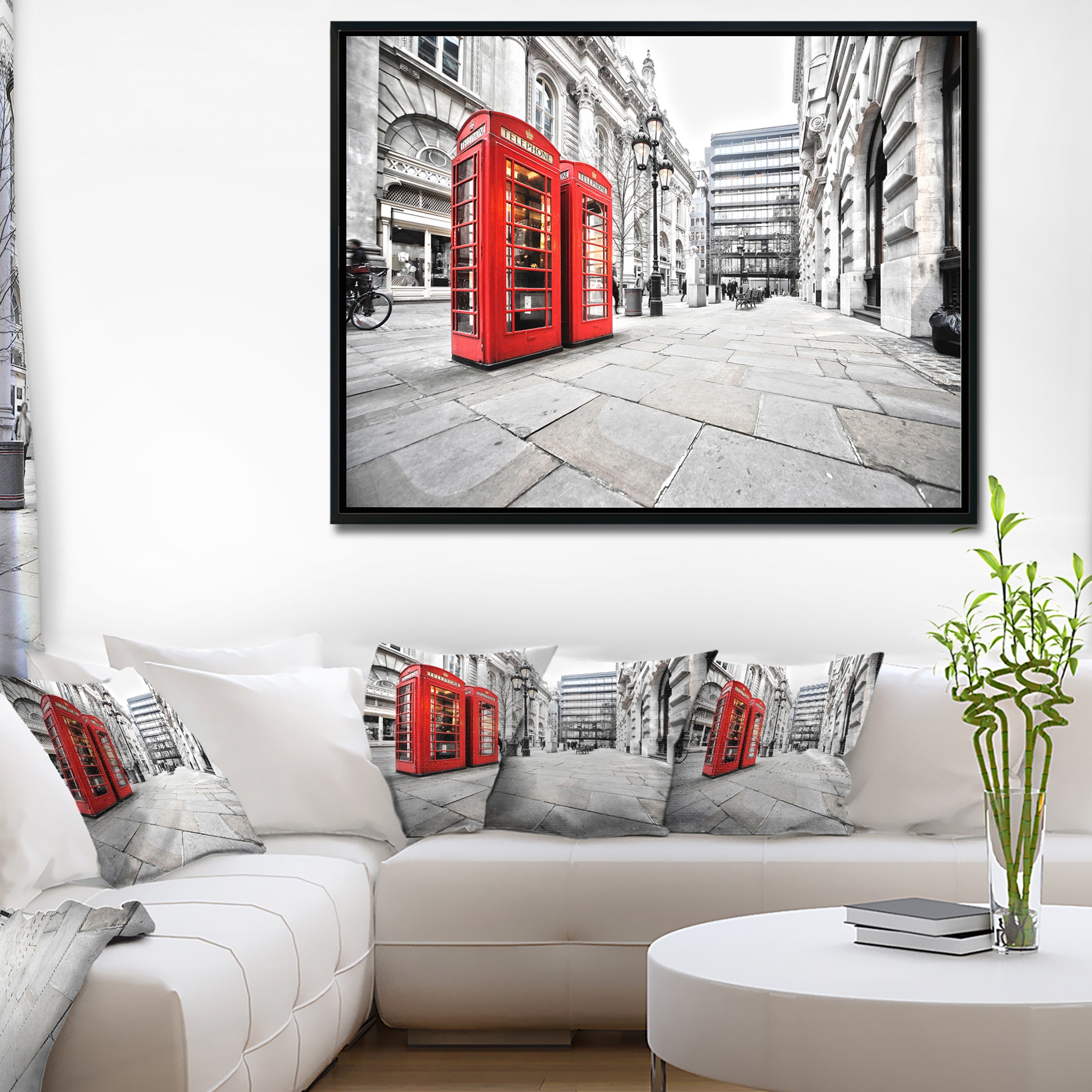 Design Art Cabines Téléphoniques Sur La Rue Sur Toile Encadrée