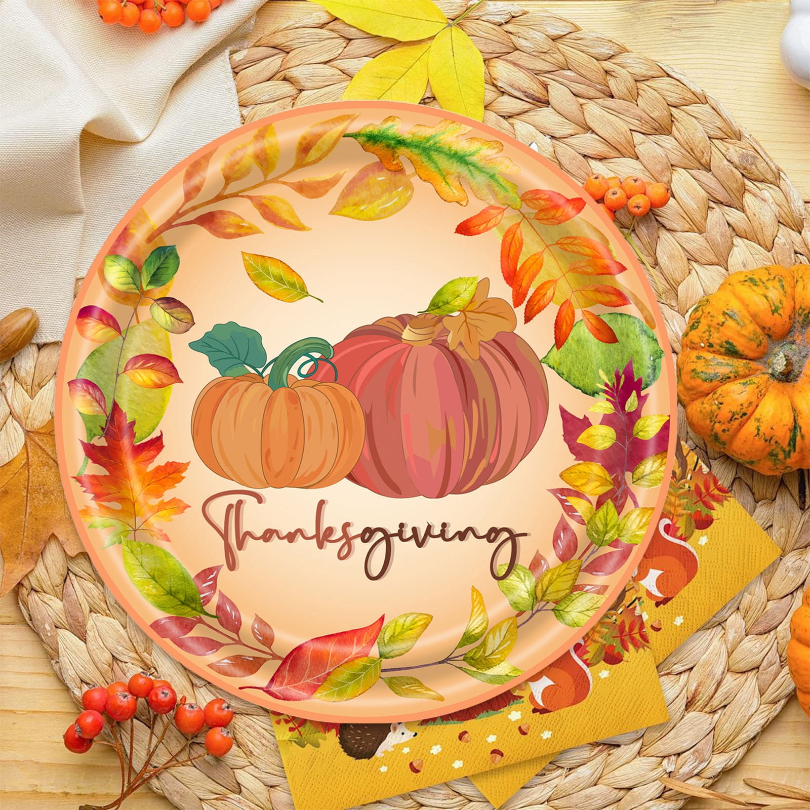 Dvkptbk Papers Plates 25 Thanksgiving Paper Plates Festive Fall Pumpkin ...