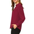 thumbnail image 4 of INSPIRE CHIC Women's Keyhole Stand Collar Pleated Back Button Blouse Tops, 4 of 6
