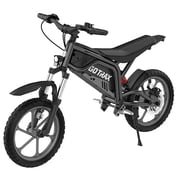 GOTRAX Fitz16" Off-Road Electric Bike for Kids, 350W Motor, Dual Suspension, Up to 15.5 MPH and 16 Miles Range, Dual Disc Brakes, LED Headlight, Aluminum Frame for Ages 8+,Black
