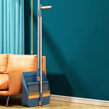 Aqestyerly Ensemble de Balai et Porte-Poussière Intérieurs Rotatifs avec Dents de Raclage, Combo de Balais de Rangement Debout, Balayage Facile pour le Nettoyage de la Maison HWRETIE