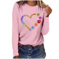thumbnail image 1 of Pisexur Hauts d'Automne pour Femmes Mode Mignon Cœur Graphique Imprimé T-Shirt Hauts Col Rond Manches Longues Chemises pour Femmes Habillées Décontractées Sorties Hauts Confort Polyvalent Léger T-Shirts, 1 of 5
