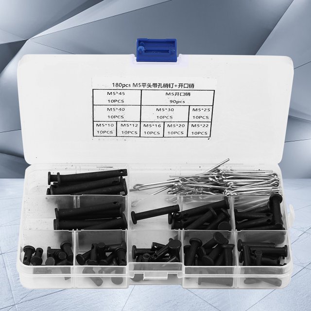 90Pcs Tête Plate Cheville Broches 90Pcs M5 Goupilles de la Cotte avec Boîte de Rangement Fixation Accessoires d'Installation