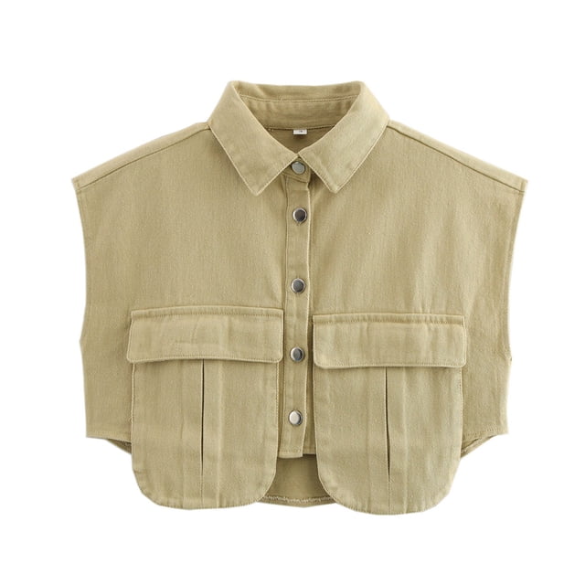 Veste/veste en Denim Sans Manches à Capuche pour Femmes, Couleur Unie, Grande Poche