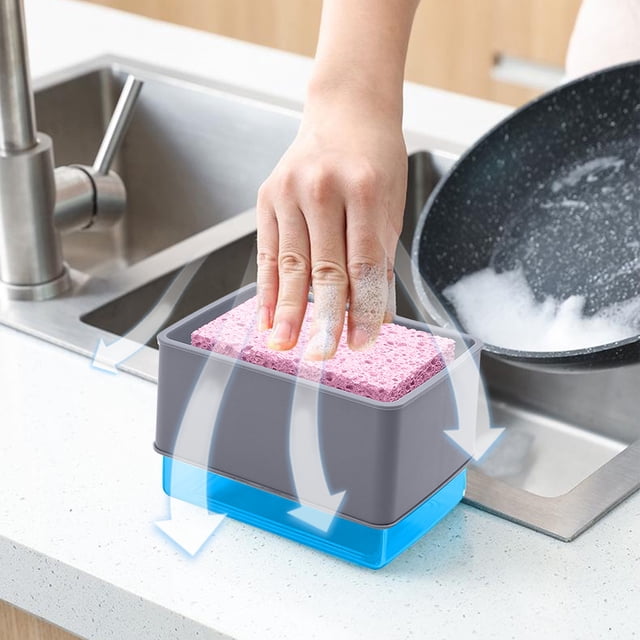 Birdeem Kitchen Soap Dispenser Dishwashing Brush Automatic Liquid Dispenser 2-In-1 Soap Dispenser Kitchen Sponge Rack 350Ml Sink Soap Dispenser Cleaning Concentrate Box