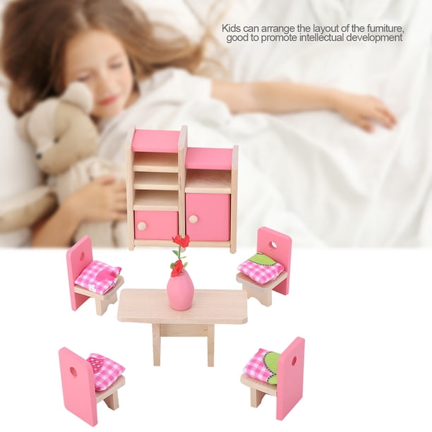 Ensemble Table Ronde + 4 Chaises Pour Maison De Poupée - Mobilier Miniature Réaliste Meuble Poupée Occasion